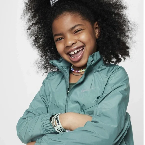 Nike Girls Teal Windbreaker Jacket w/ Mesh Lining & Back Swoosh – Youth M - Picture 12 of 14